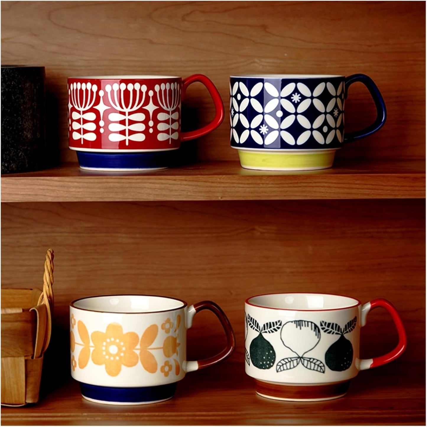 Ceramic Color Retro Underglaze Flower Nordic Coffee Cup Water Cup Stacked Cup Milk Cup