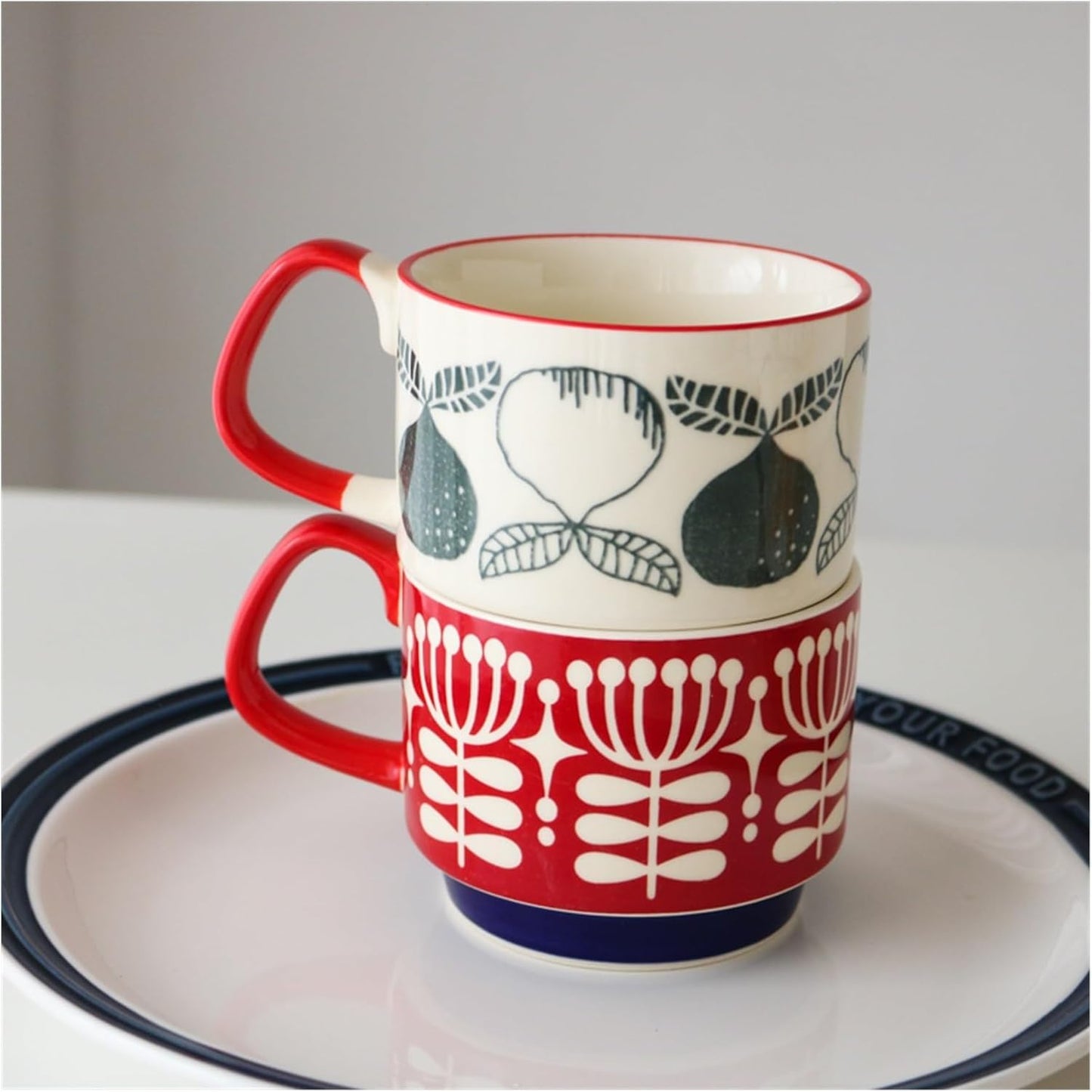Ceramic Color Retro Underglaze Flower Nordic Coffee Cup Water Cup Stacked Cup Milk Cup